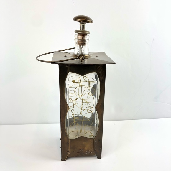 MCM Accents Vintage Decanter Brass Glass Liquor Bottle Music Box Lantern 1 Ht Poshmark